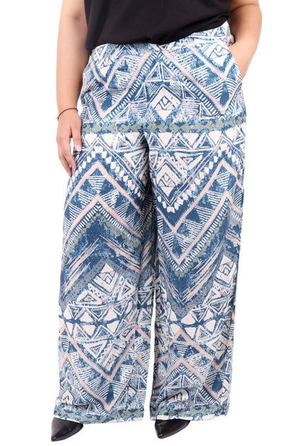 Blue White Printed Trouser