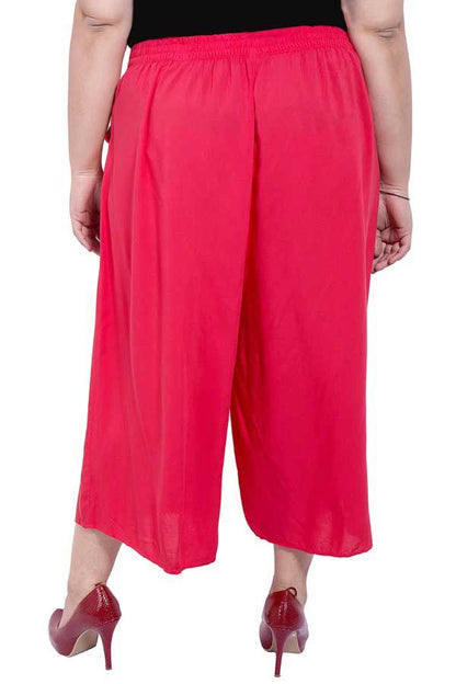 Plus Size Carrot Red Solid Culottes