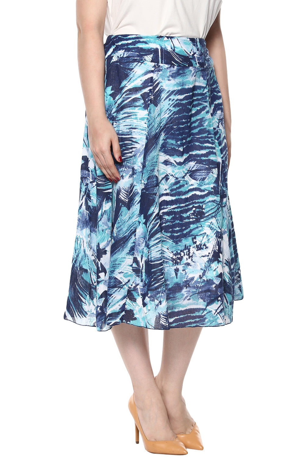 Blue Tie N Die Middi Skirt