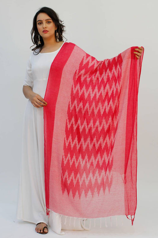 Pink-white Ikkat Dupatta1