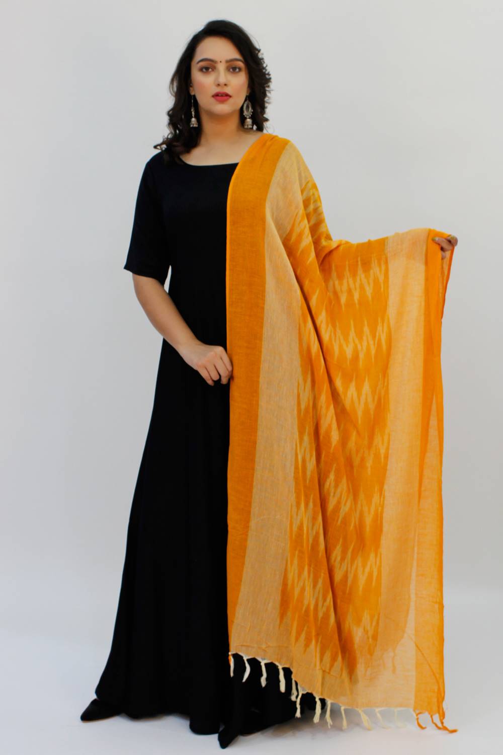 Yellow Ikkat Dupatta