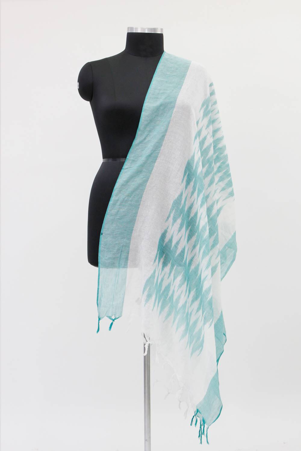 White-Green Ikkat Dupatta3