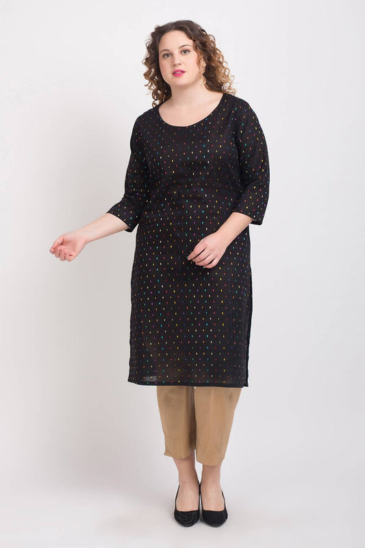 Black Multi Dobby Kurti 2