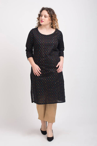 Black Multi Dobby Kurti 3