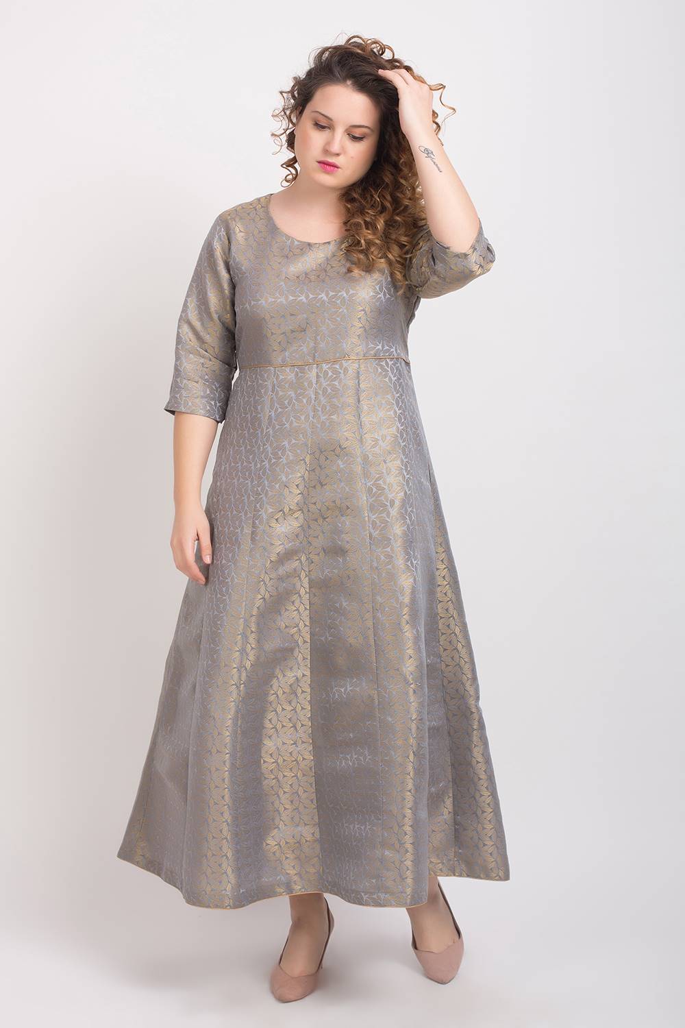 Brocade Anarkali Grey 3