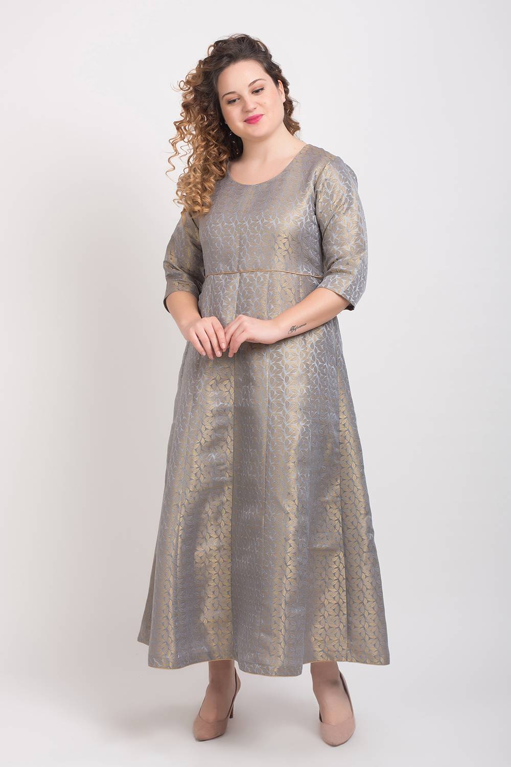 Brocade Anarkali Grey 4