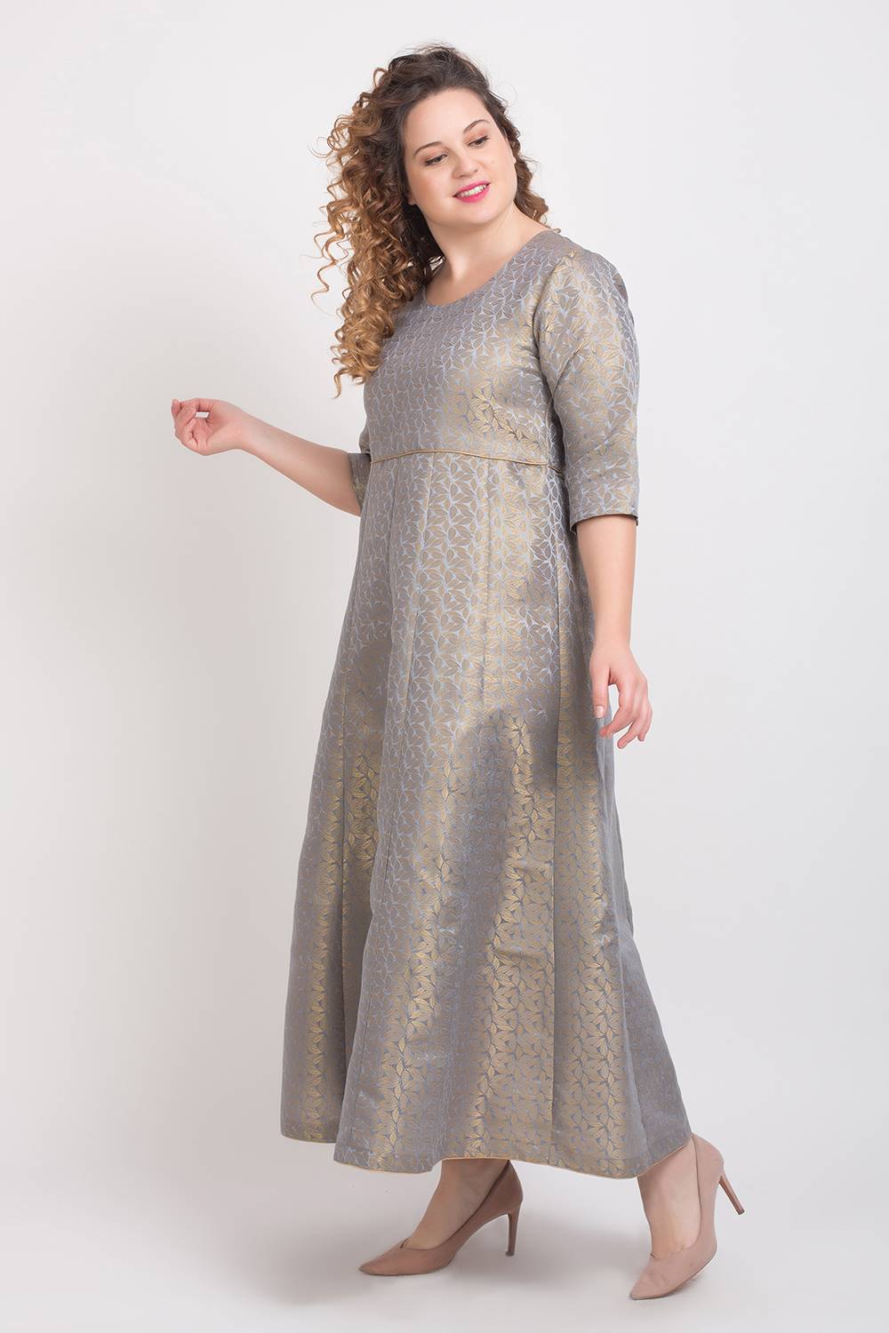 Brocade Anarkali Grey 5