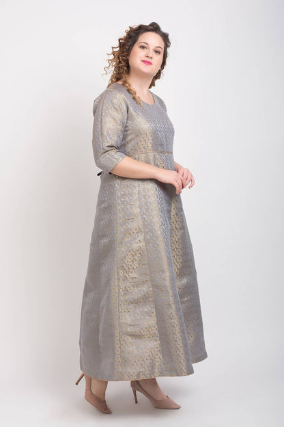 Brocade Anarkali Grey 6