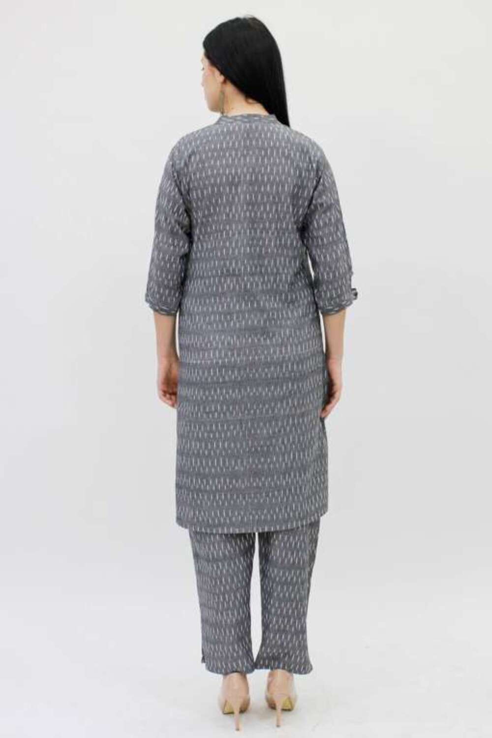 Grey Ikat Handloom Kurta