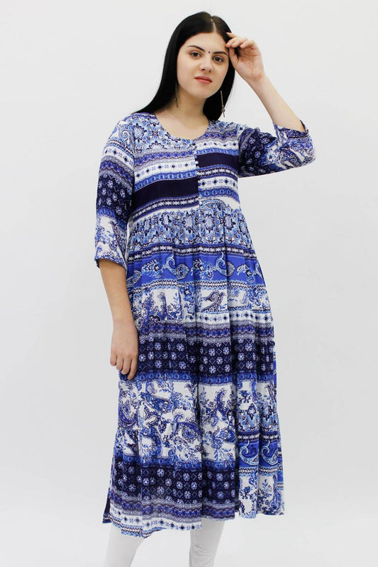 Blue Crinkle Anarkali Kurta