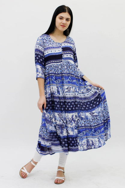 Blue Crinkle Anarkali Kurta