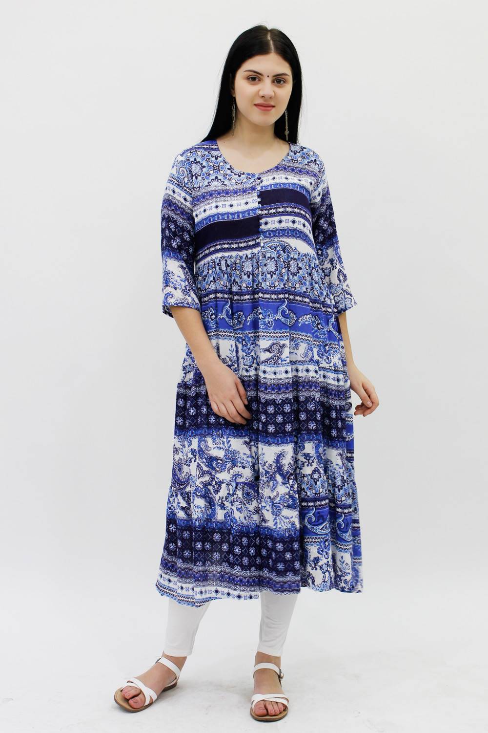 Blue Crinkle Anarkali Kurta