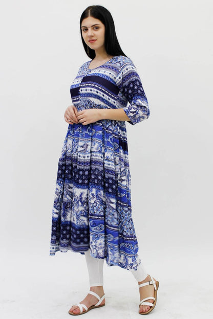 Blue Crinkle Anarkali Kurta