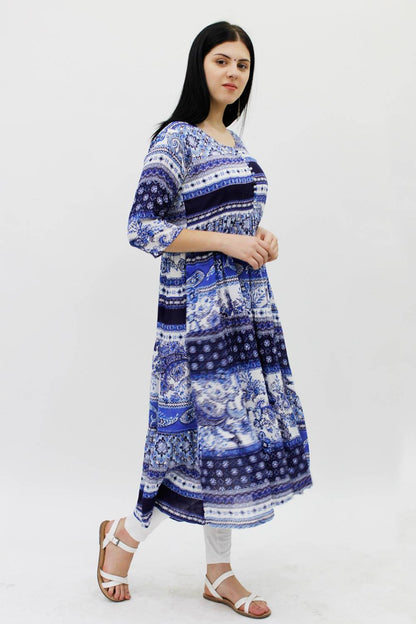 Blue Crinkle Anarkali Kurta