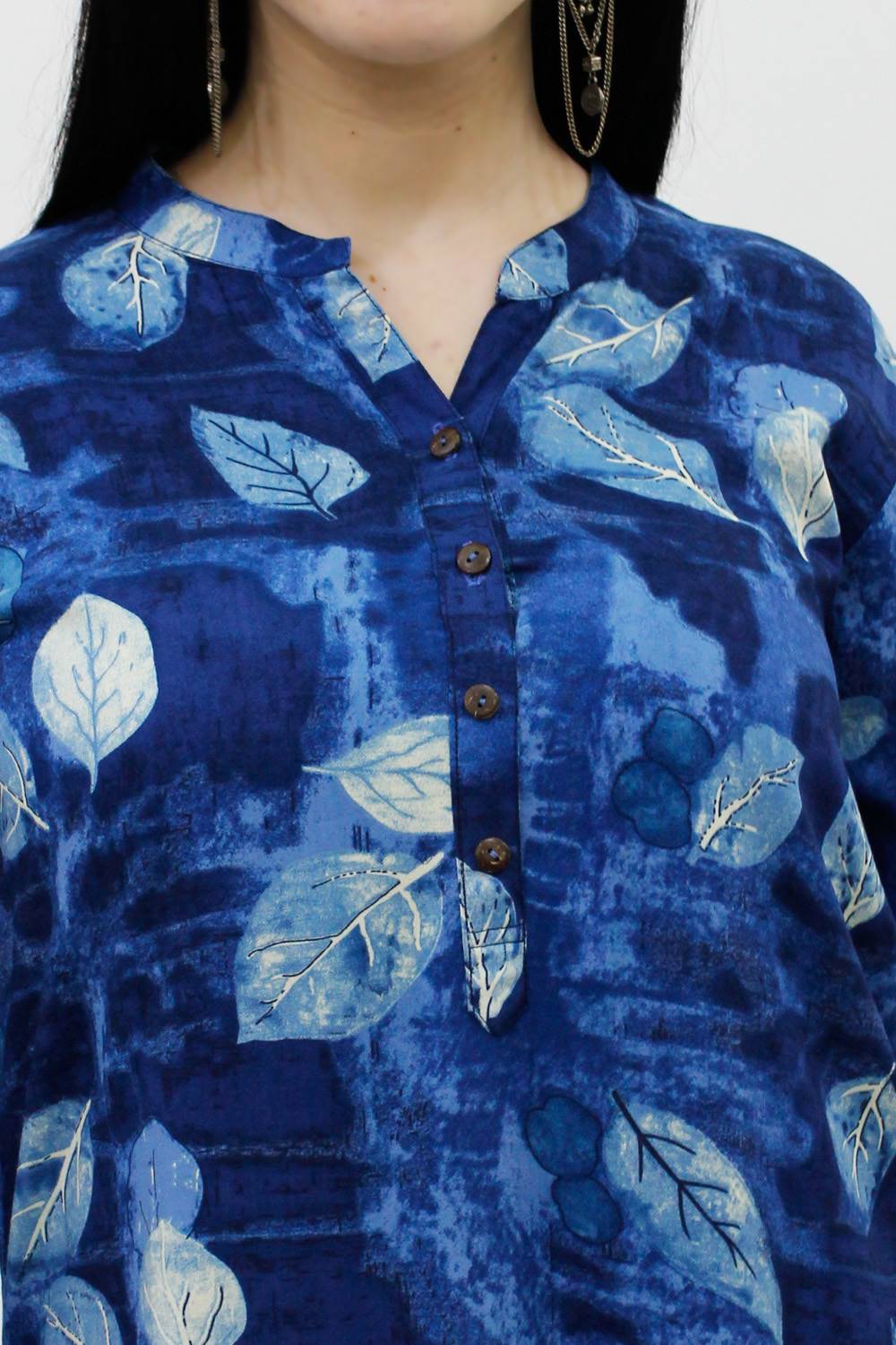 Blue Leaf Printed Kurta