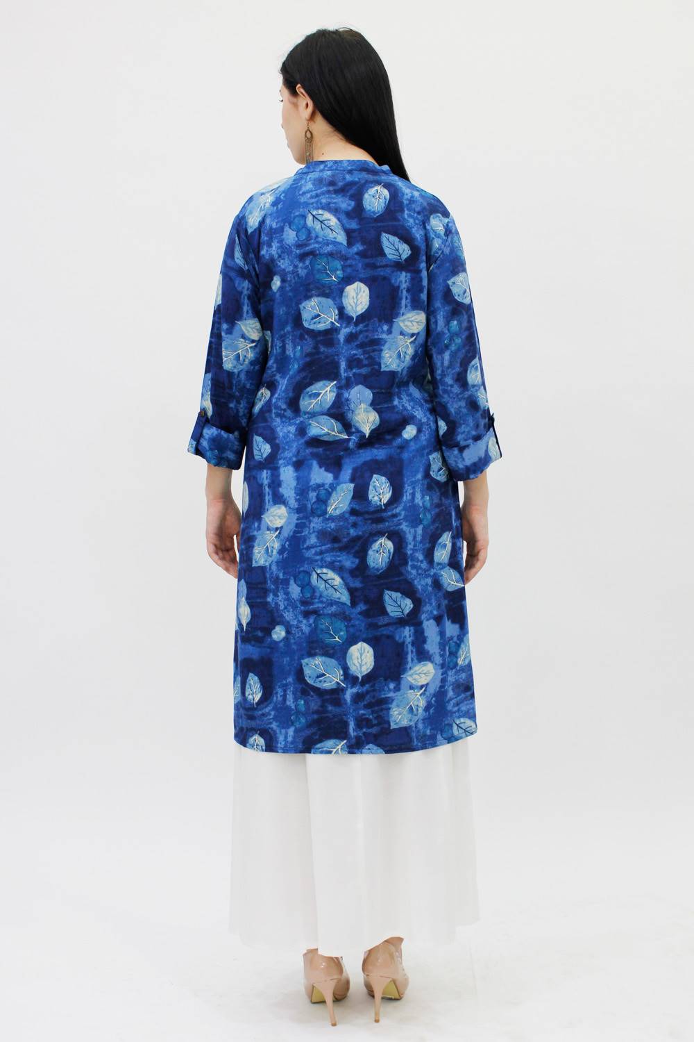 Blue Leaf Printed Kurta