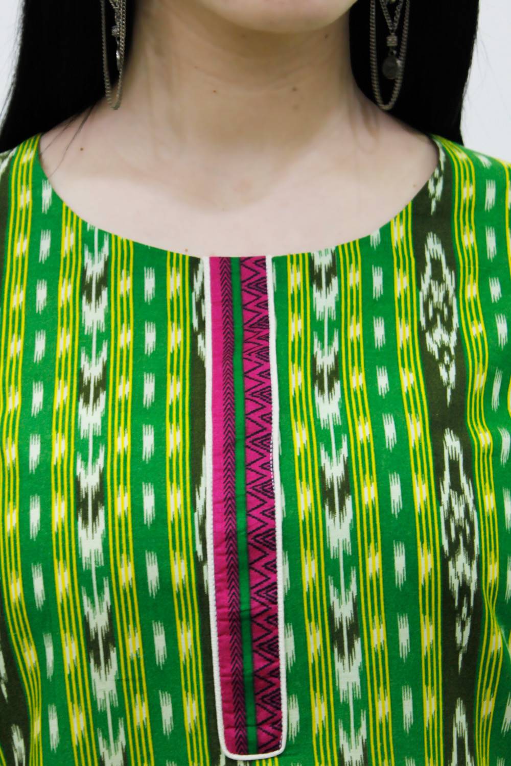 Green Printed Straight Kurti