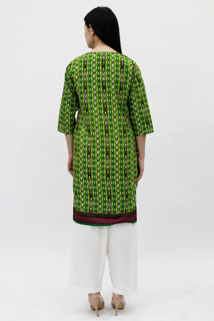 Green Printed Straight Kurti