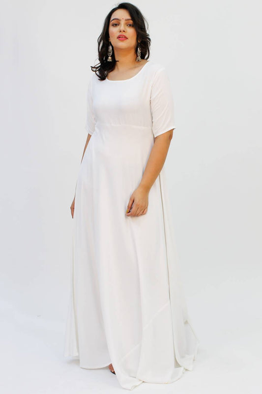 Solid White Anarkali