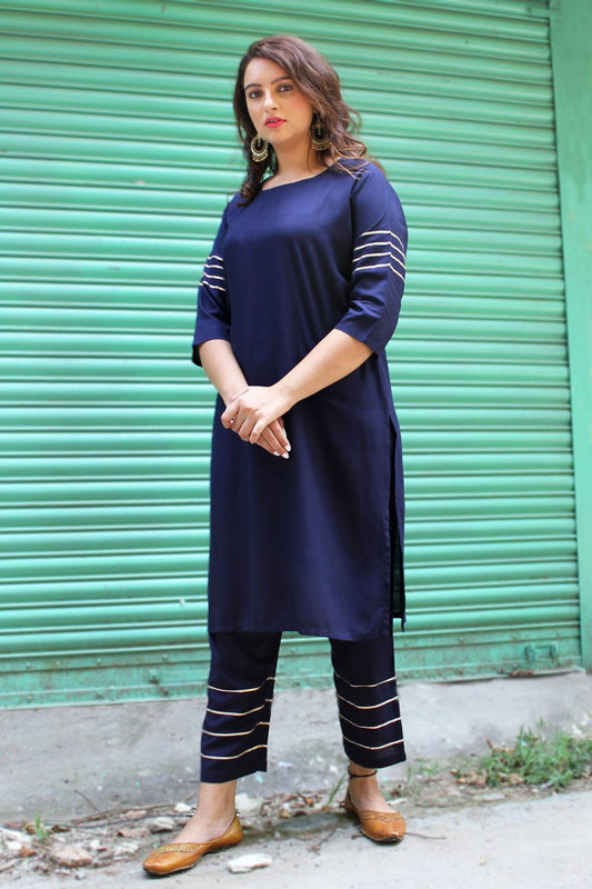 Blue Gota Embellished Kurta Palazzo Set