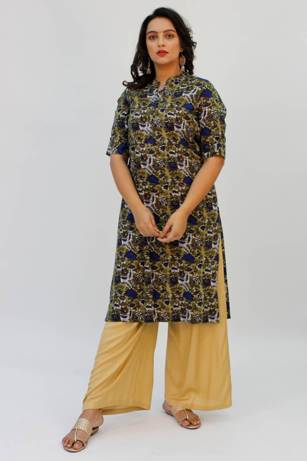 Green Printed Kurta