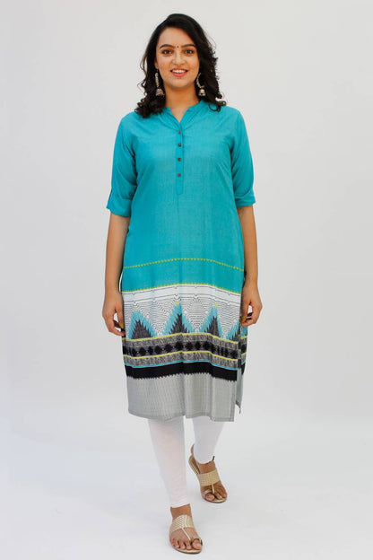 Turquoise Printed Kurta2