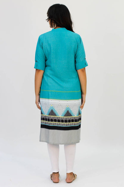 Turquoise Printed Kurta3