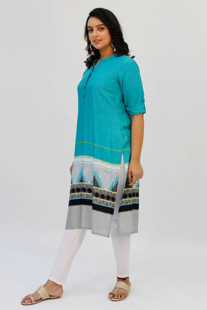 Turquoise Printed Kurta5