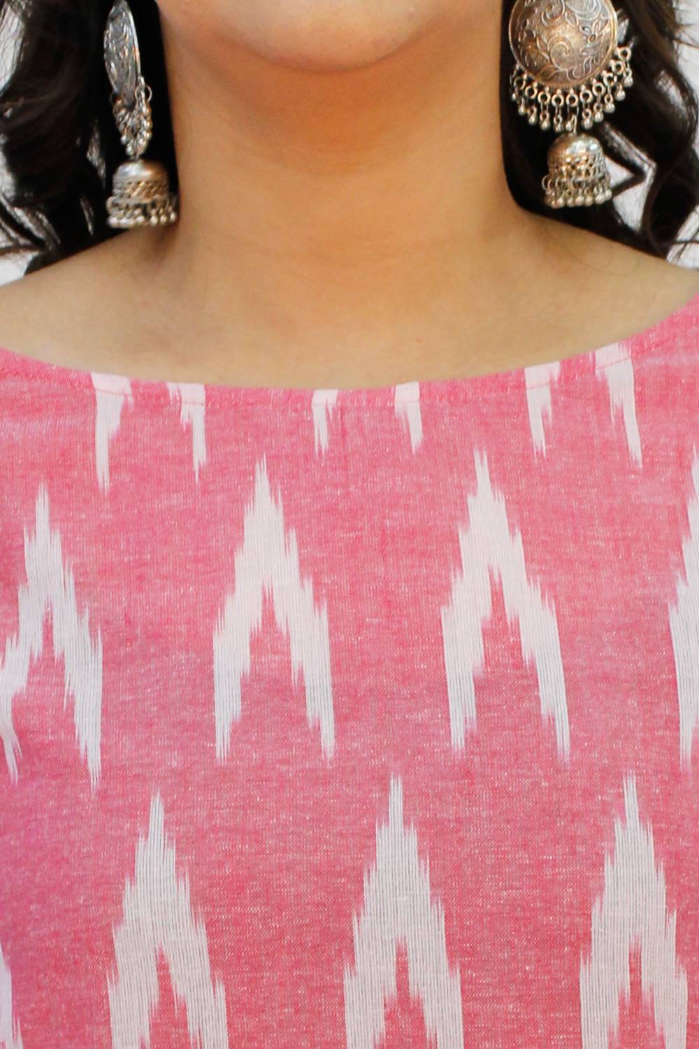 Pink Ikkat Kurta With Sharara