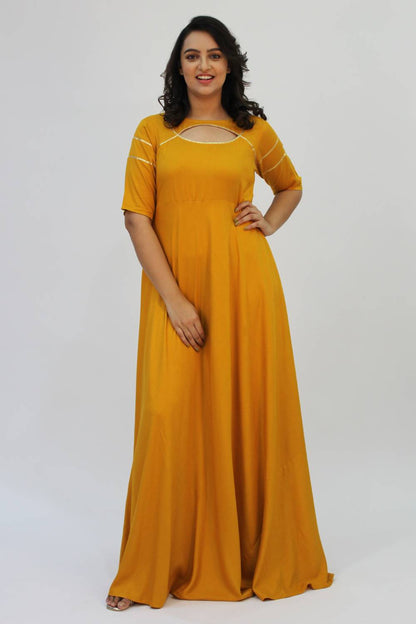 Mustard Gold Gota Anarkali