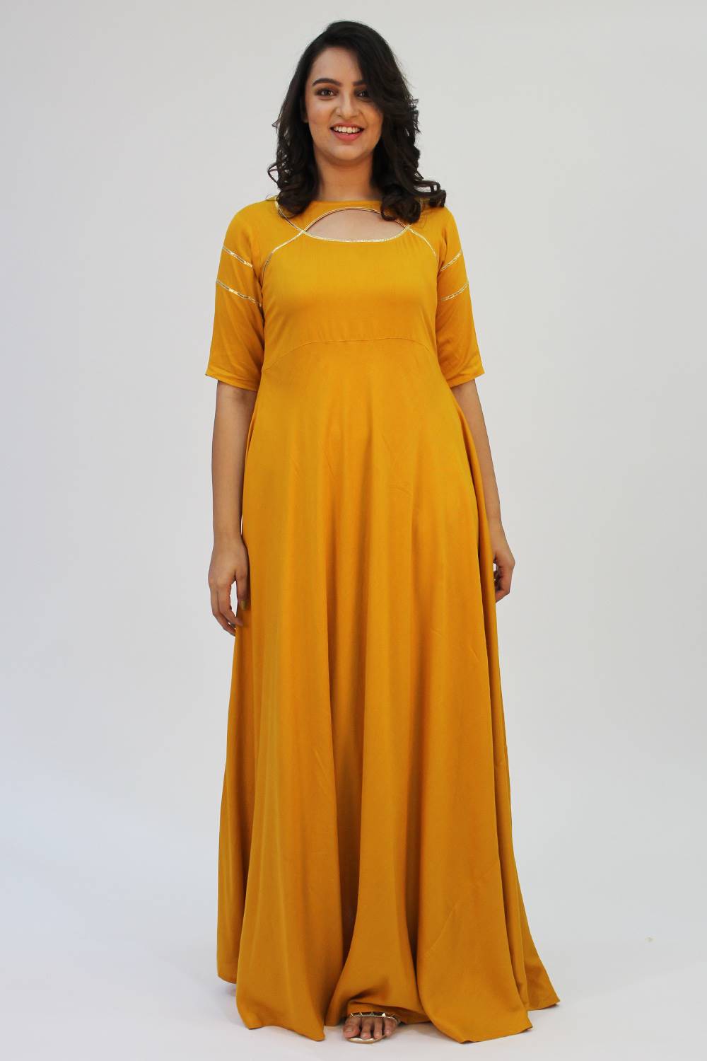 Mustard Gold Gota Anarkali