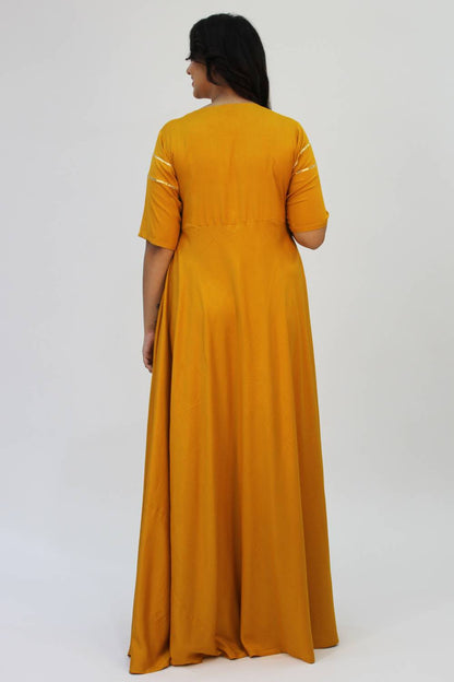 Mustard Gold Gota Anarkali