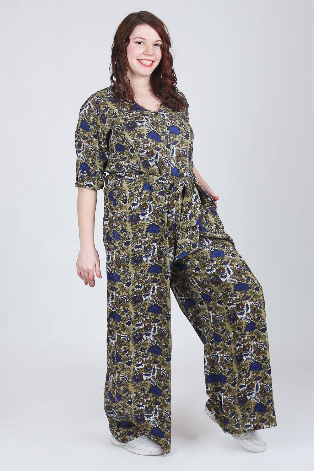 Green Mixed Print Jumpsuit