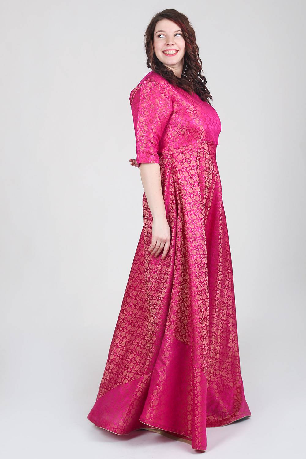 Magenta Brocade Anarkali