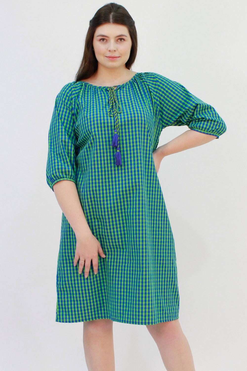 Blue-Green Checks Dress