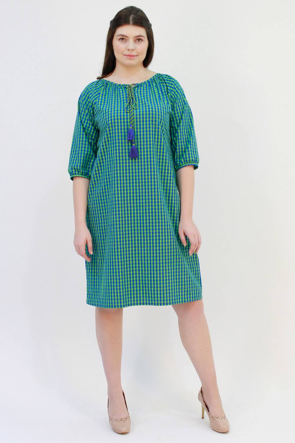 Blue-Green Checks Dress