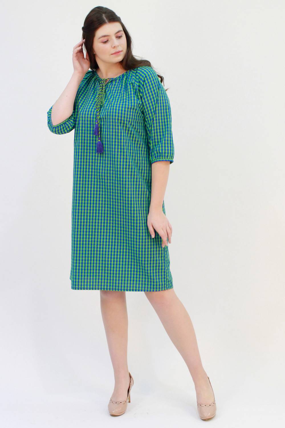 Blue-Green Checks Dress