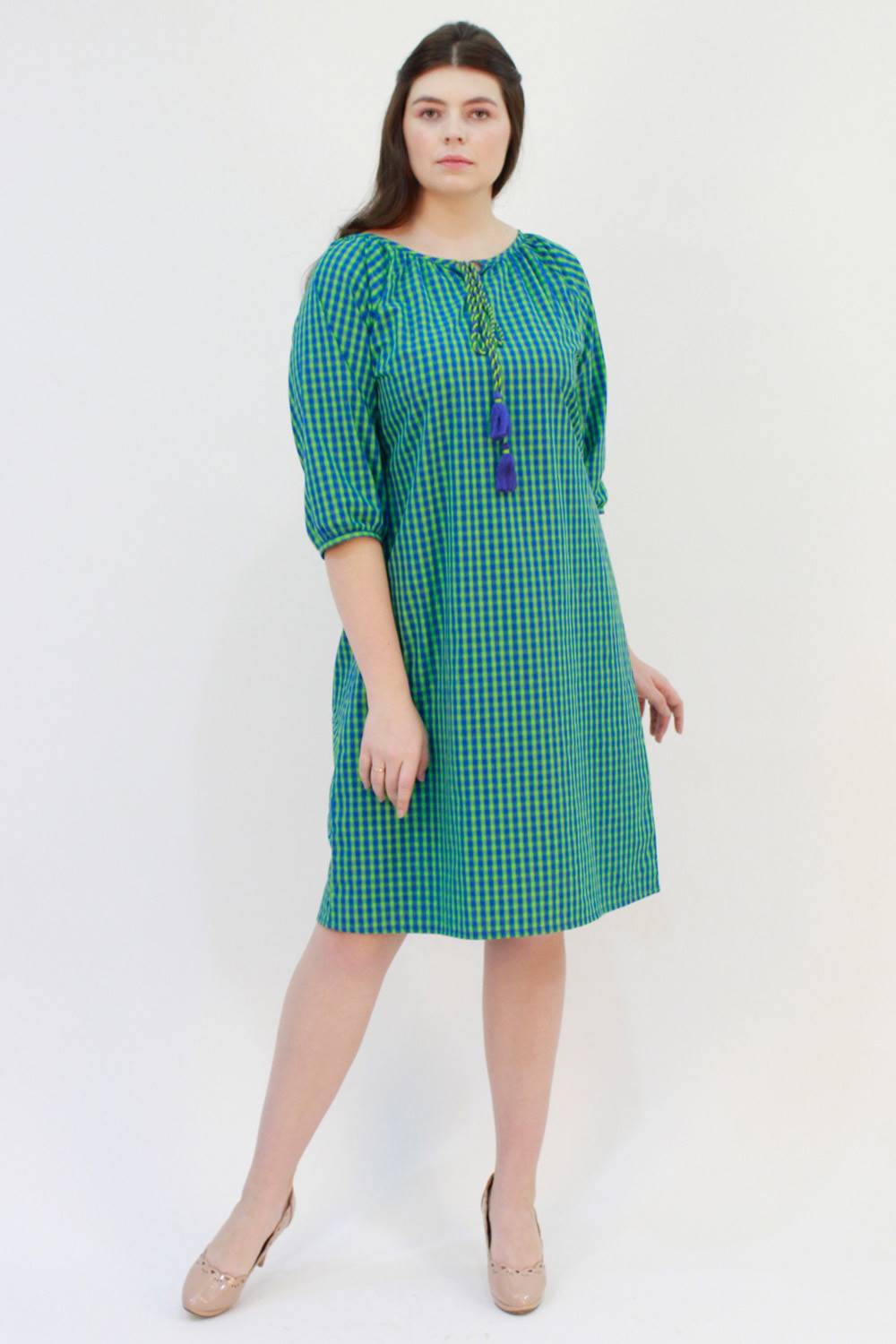 Blue-Green Checks Dress