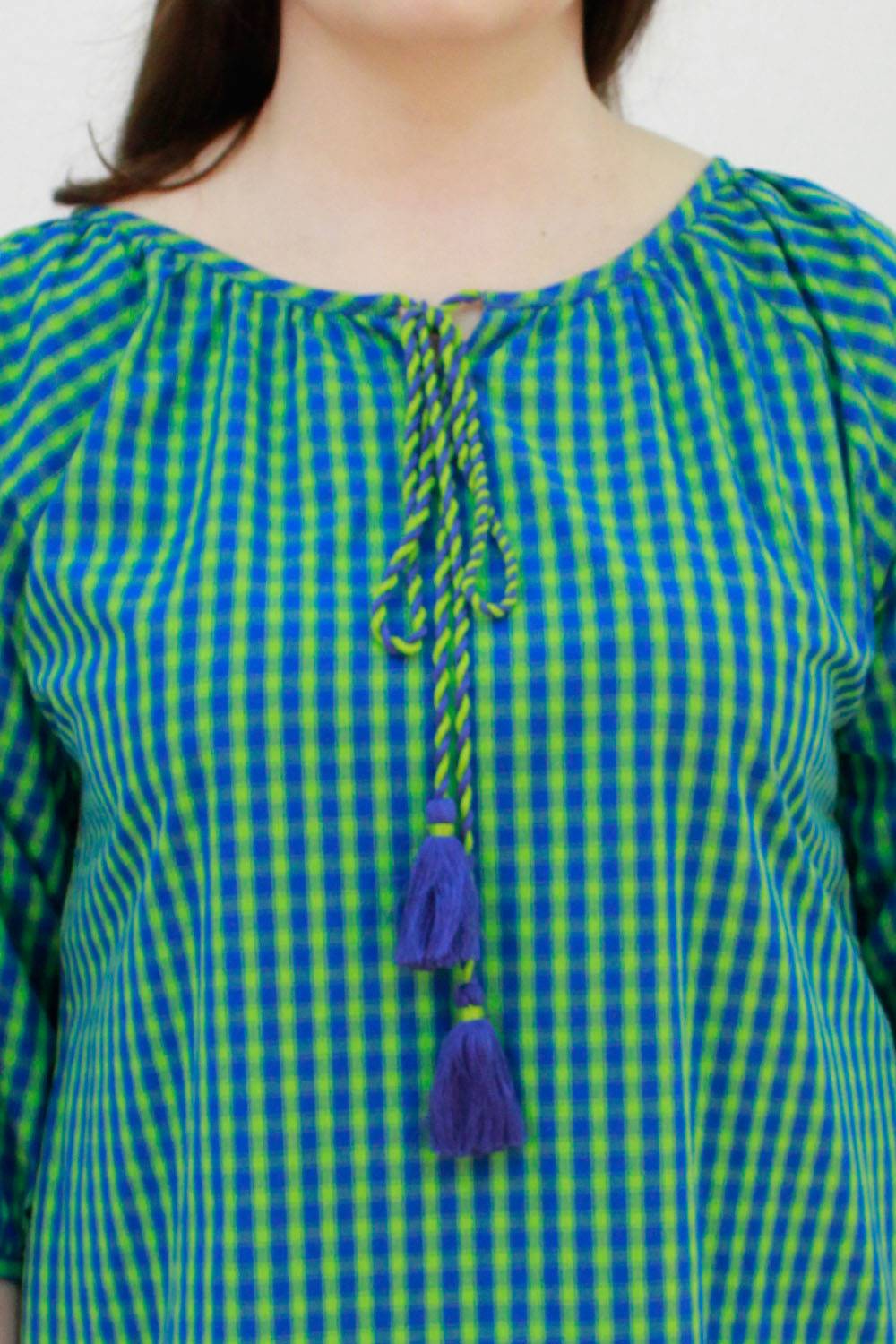 Blue-Green Checks Dress