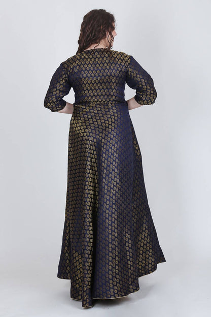 Blue Brocade Anarkali