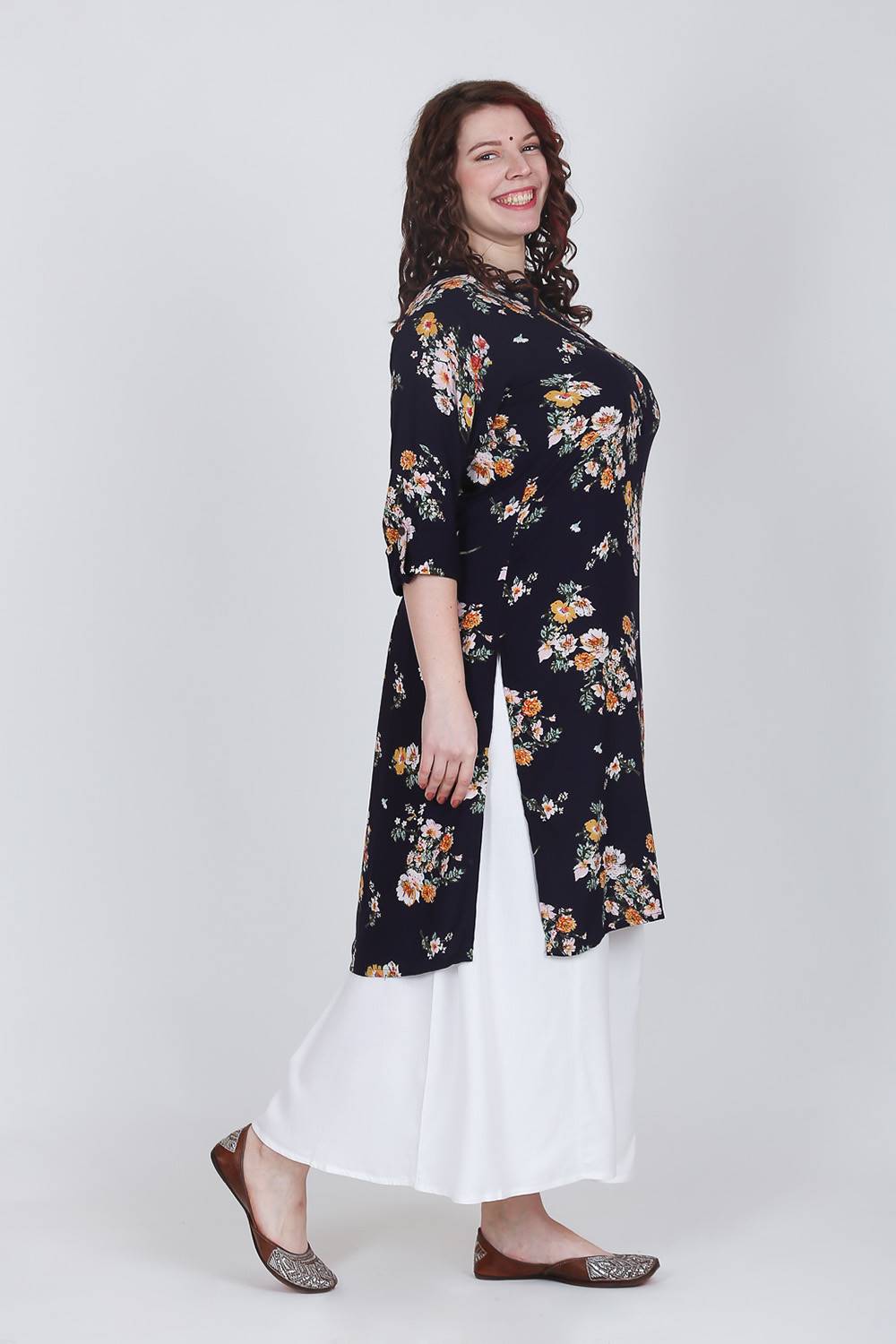 Blue Floral Printed Kurti