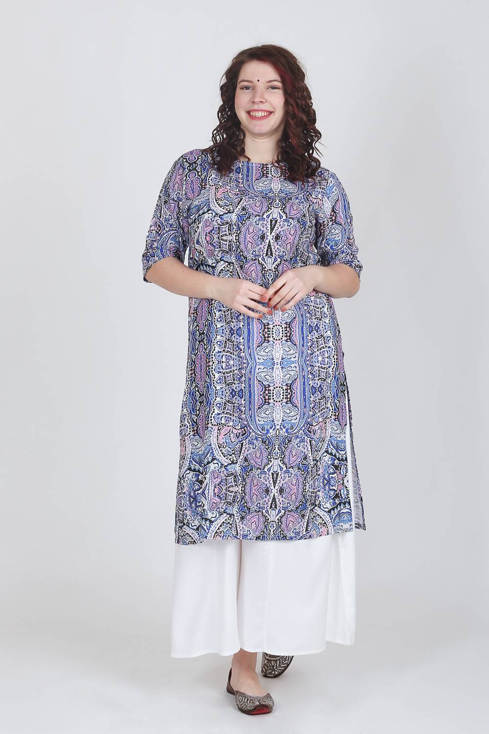 Blue Printed Long Kurti