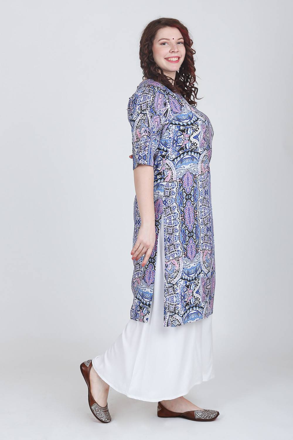 Blue Printed Long Kurti