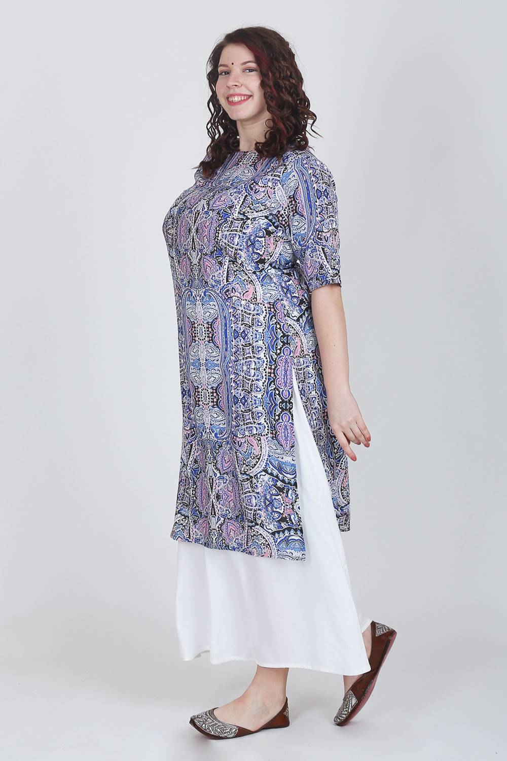 Blue Printed Long Kurti