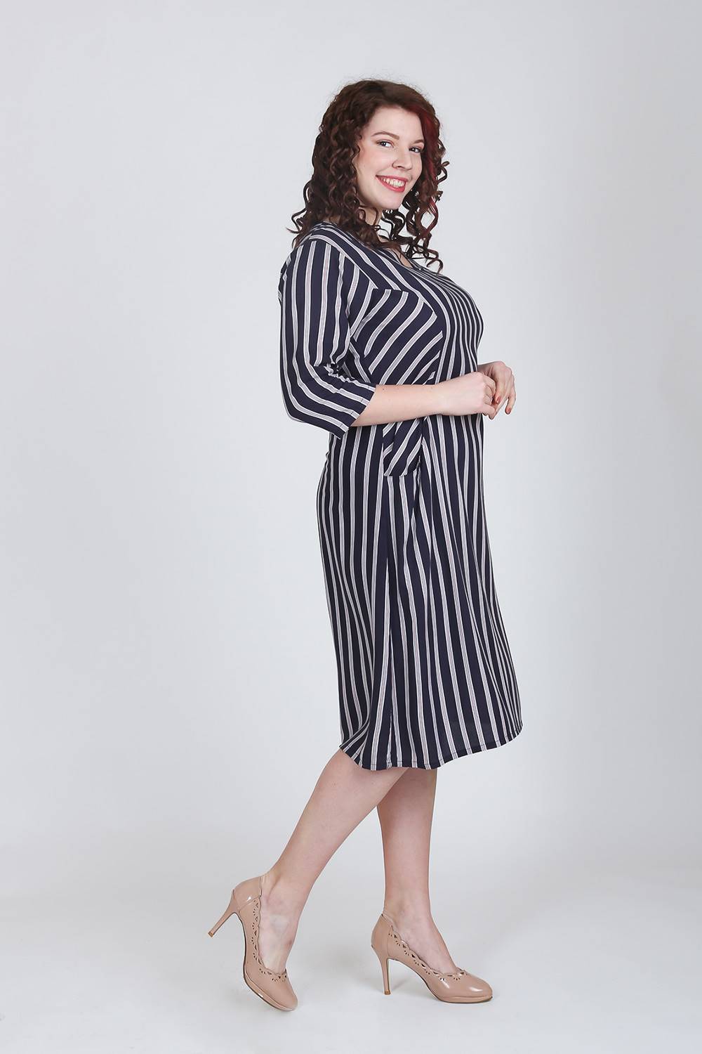 Blue Stripes V-neck Dress