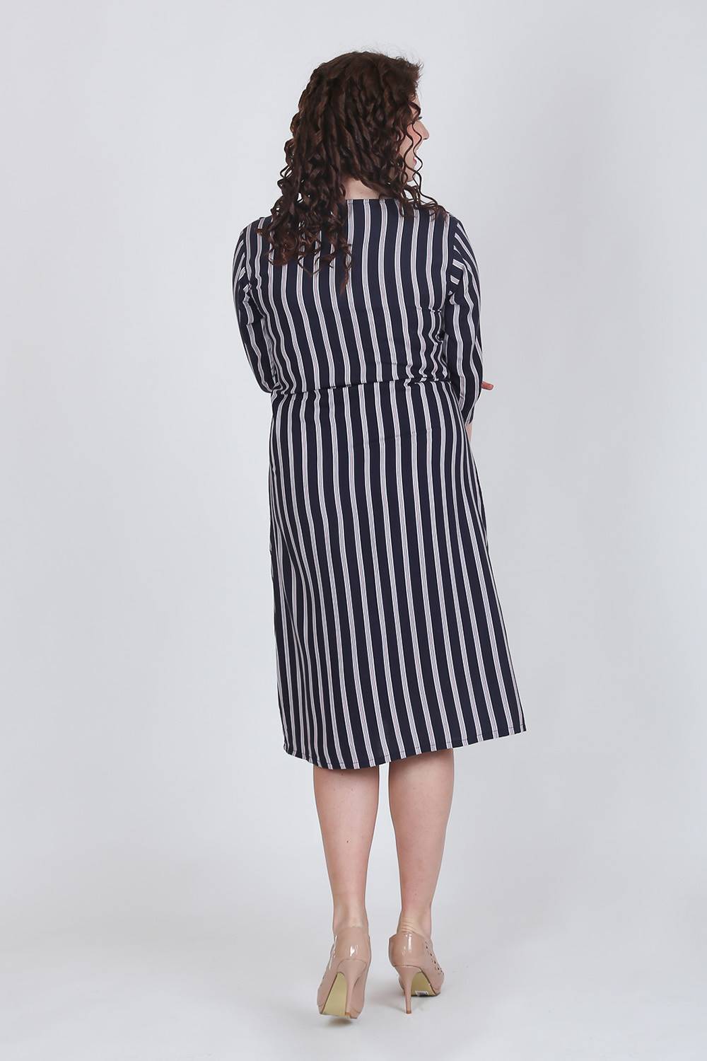 Blue Stripes V-neck Dress