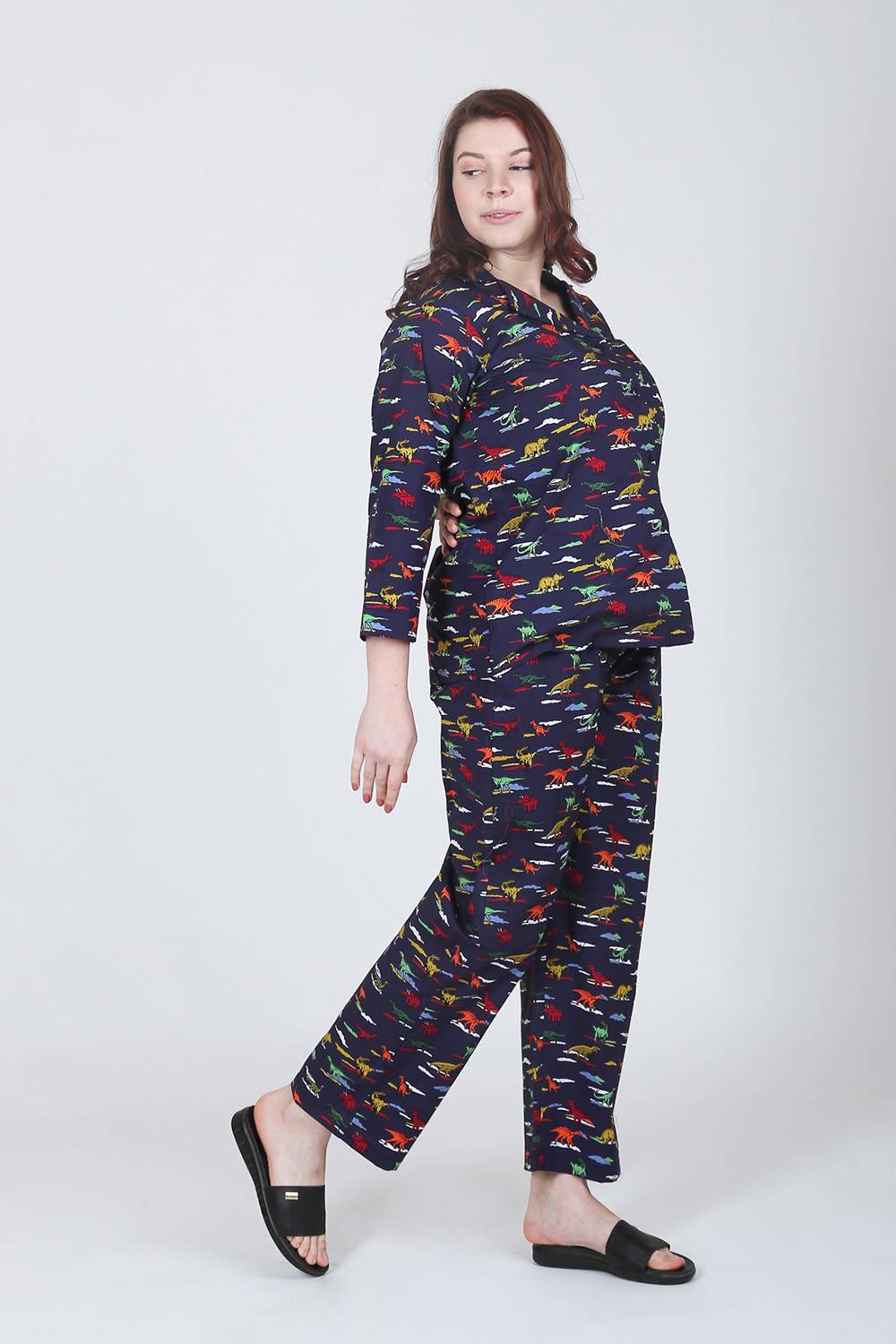 Plus Size Dinosaur Print Night Suit Set