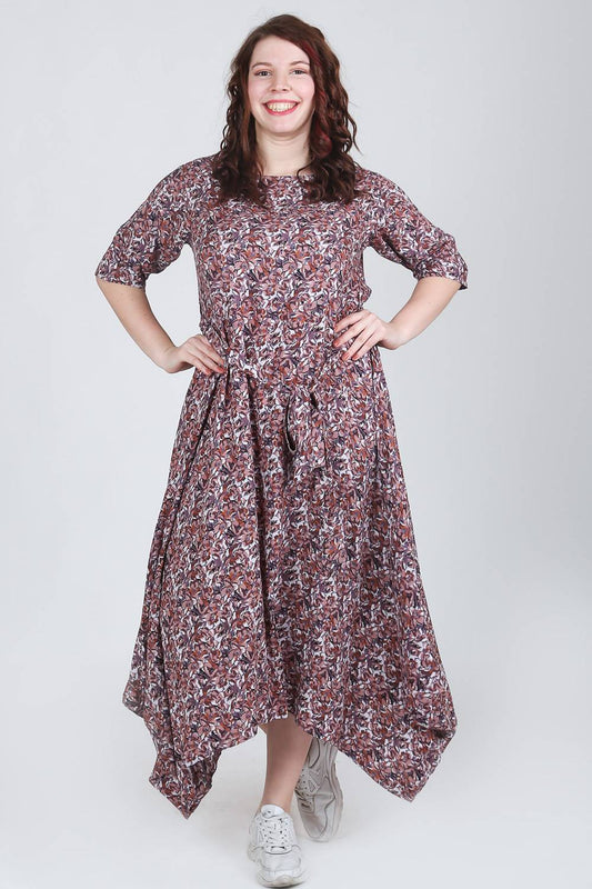 Autumn Printed Long Cowl Dress