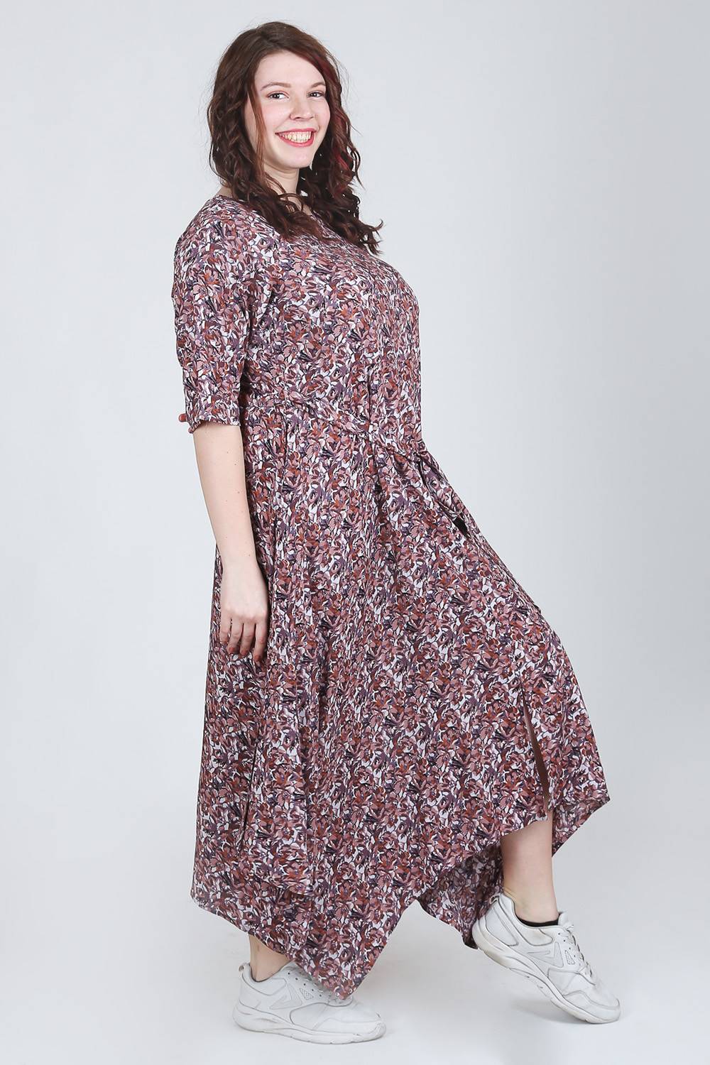 Autumn Printed Long Cowl Dress