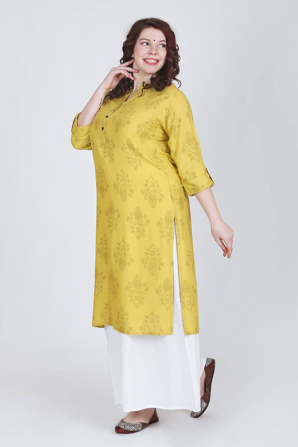 Mandarin Neck Green Kurti